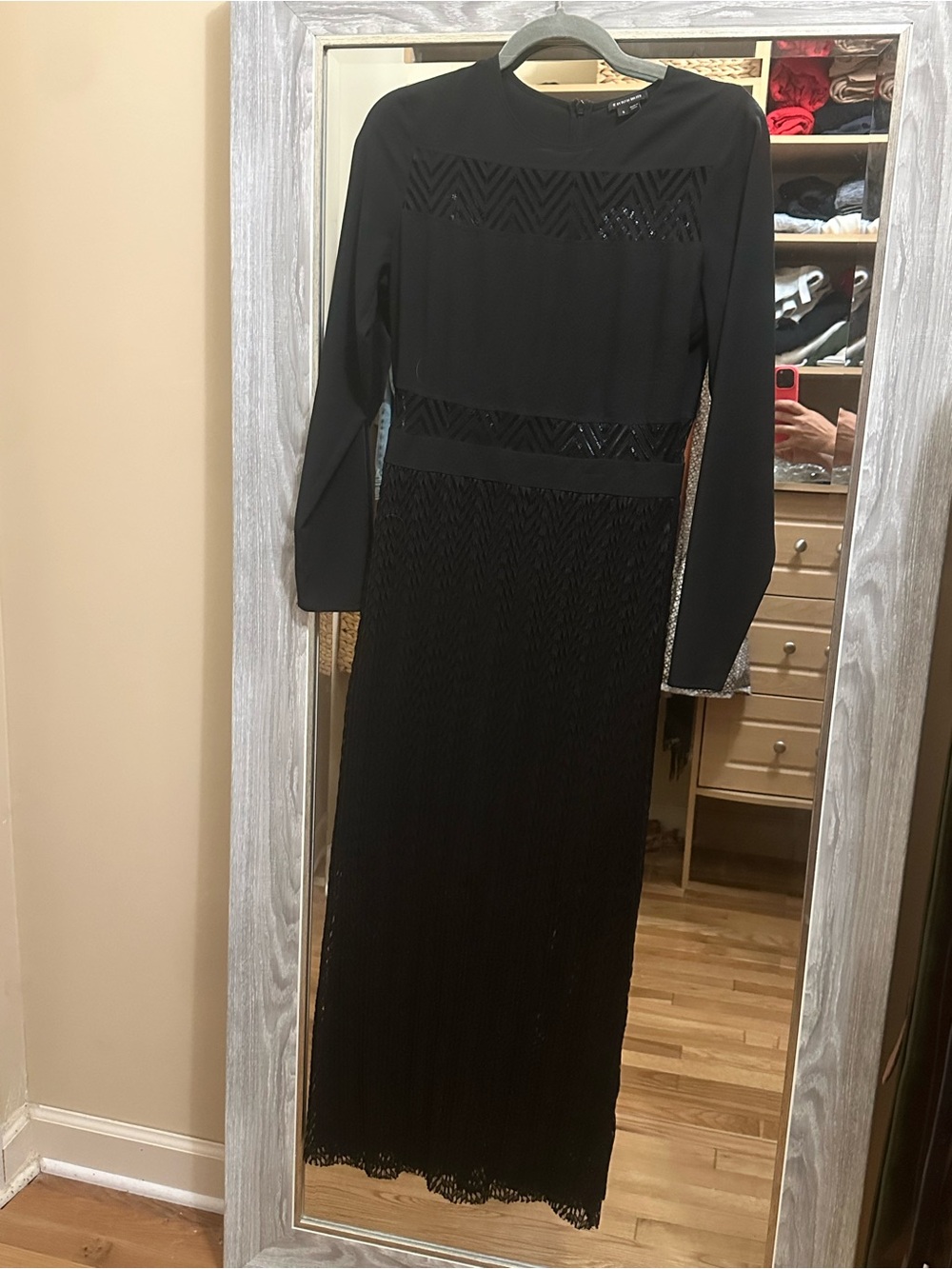 Olcay Gulsen Black Long-Sleeve Maxi Dress with Textured Panels